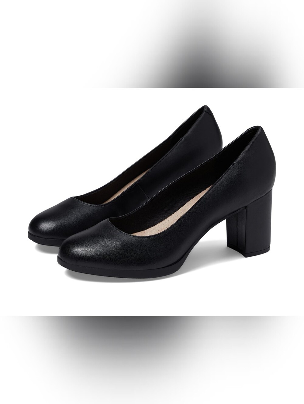 Clarks Classic Minimal Black Bayla Block Heel Pumps Women's Work Heel, 6M
